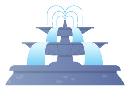 Big city fountain - modern flat design style single isolated imageのイラスト素材