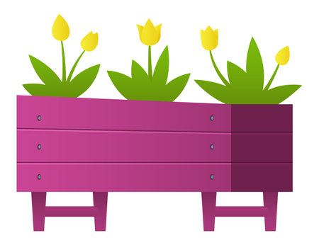 Wooden flower bed - modern flat design style single isolated imageのイラスト素材