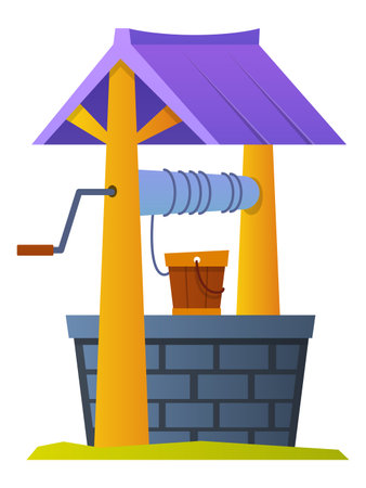 Village well - modern flat design style single isolated imageのイラスト素材