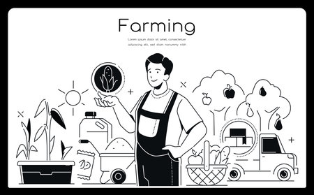 Farming - modern line design style bannerのイラスト素材