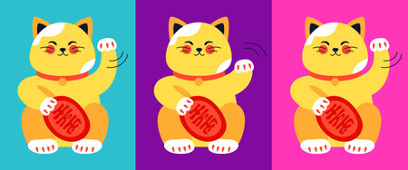Maneki-neko for good luck - modern colored vector illustrationのイラスト素材