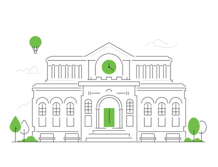 City Hall - modern line design style illustrationのイラスト素材