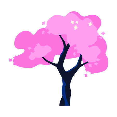 Sakura in bloom - modern flat design style single isolated imageのイラスト素材