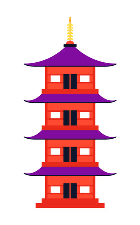 Buddhist temple - modern flat design style single isolated imageのイラスト素材