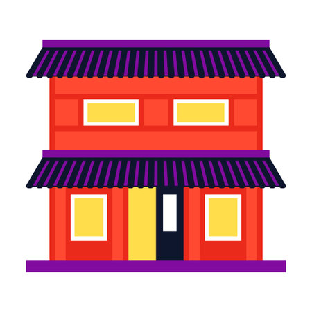 Japanese house - modern flat design style single isolated imageのイラスト素材