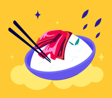 Rice and kimchi - modern colored vector illustrationのイラスト素材