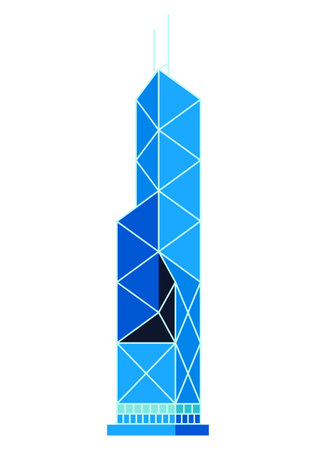 Bank of China Tower - modern flat design style single isolated imageのイラスト素材