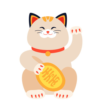 Maneki-neko - modern flat design style single isolated imageのイラスト素材