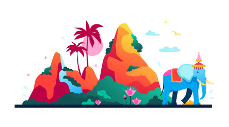 Khao Phing Kan - modern colored vector illustrationのイラスト素材