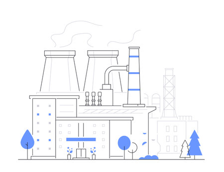 City factory - modern line design style illustrationのイラスト素材