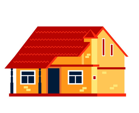 Brick house - modern flat design style single isolated imageのイラスト素材