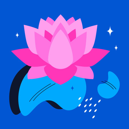 Pink lotus flower - modern colored vector illustrationのイラスト素材