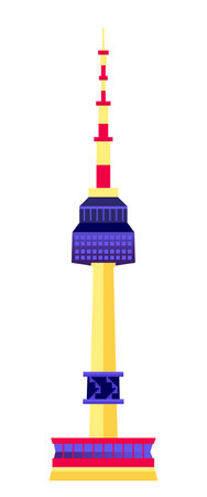Seoul TV Tower - modern flat design style single isolated imageのイラスト素材