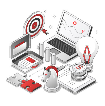 Freelance - black and red isometric line illustrationのイラスト素材