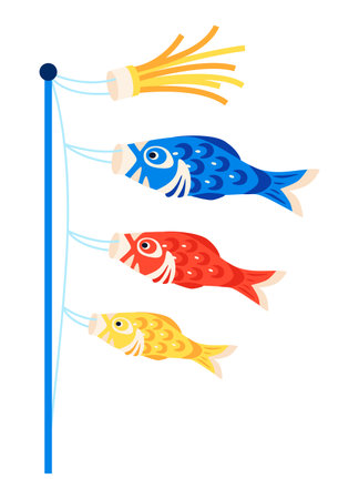 Koinobori fish - modern flat design style single isolated imageのイラスト素材