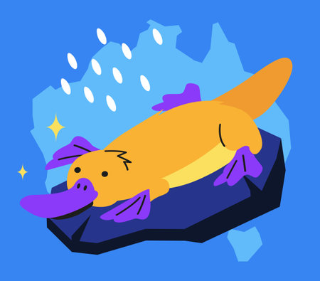 Australian cute platypus - modern colored vector illustrationのイラスト素材