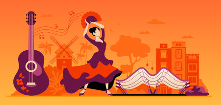 Spanish culture - colorful flat design style illustrationのイラスト素材