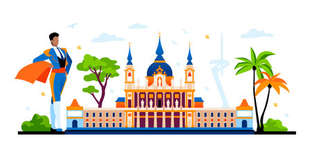 Travel to Spain - colorful flat design style illustrationのイラスト素材