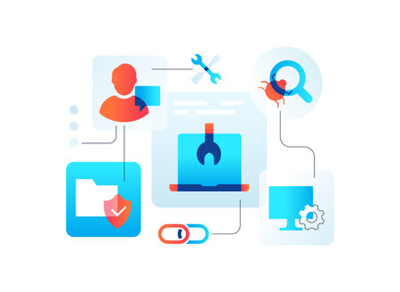 Computer repair services - flat design style illustrationのイラスト素材