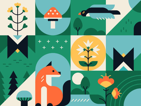 Nature and ecology - flat design style illustrationのイラスト素材