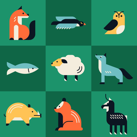 Animals collection - flat design style illustrationのイラスト素材