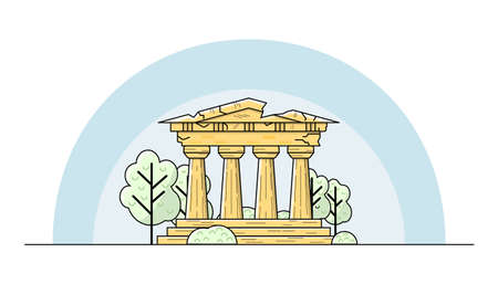 Ancient Greek building. Illustration with columns and pedimentのイラスト素材