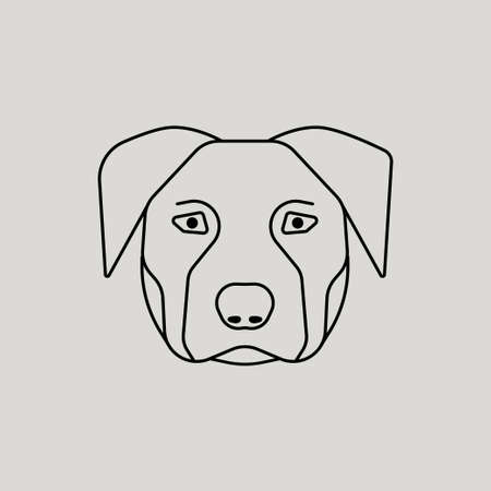 Thin line design logotype. Vector image of dog head on grey background for designのイラスト素材