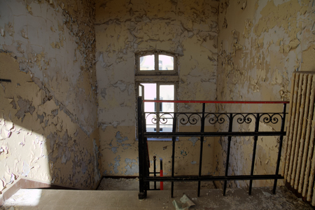 handrail red and black and heaterの写真素材