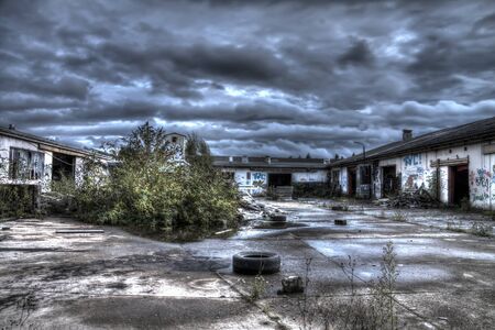 old factory yardの写真素材