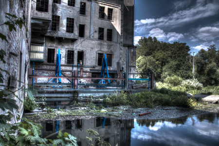 abandoned and disgusting water millの写真素材