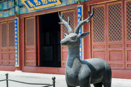 Sculpture of deer in the Grand View Garden of Beijingのeditorial素材