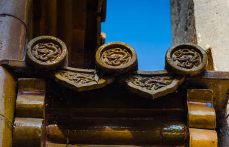 Sculpture on the eavesの写真素材