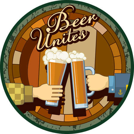 Bee Unites! Template for menu, label or poster in greenのイラスト素材