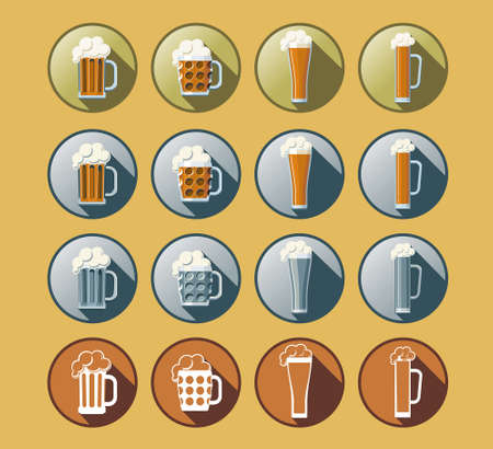 Set of 16 beer iconsのイラスト素材