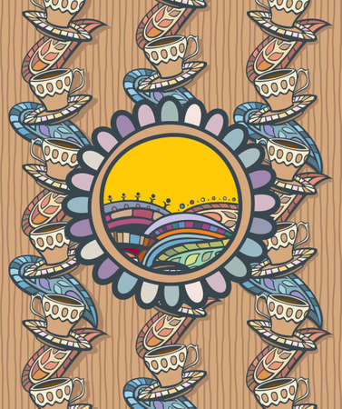 Template of Coffee menu cover in Oriental styleのイラスト素材