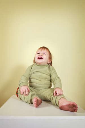 Smiling Baby boy indoor in studioの写真素材