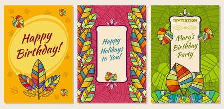 Set of greeting cards, invitations to holidayのイラスト素材