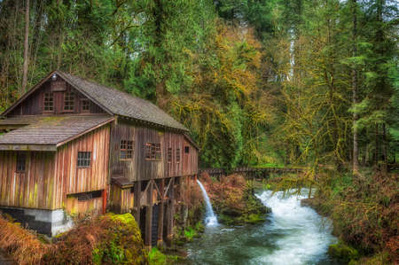 Listed on the national Register of Historic Places, Cedar Creek Grist Mill is a water-powered mill.  It was built in 1876 and has been structurally restored to its current condition.の写真素材