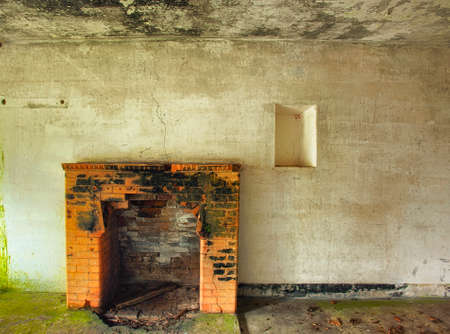 Interior wall of an abandonded bunker at Cape Disappointment in IIwaco, washingtonの写真素材