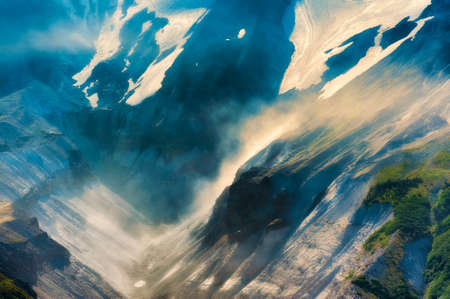 Close up view of the north western flank of Mt. St. Helens in Gifford Pinchot National Forest.の写真素材