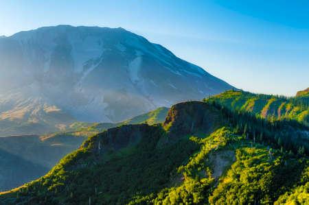 West flank of Mt. St. Helens a glow with early morning light.の写真素材