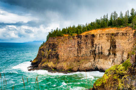 A stormy day at Cape Mears on the Oregon Coastの写真素材
