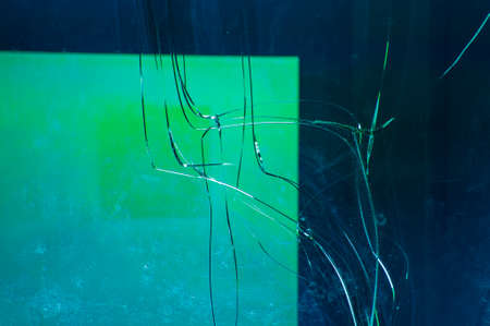 Closeup of cracked window paneの写真素材