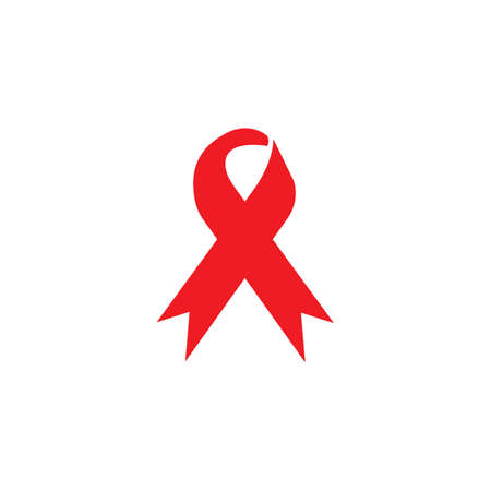 Red ribbon AIDS, HIV icon illustration,word AIDS day,AIDS awareness vector illustrationのイラスト素材