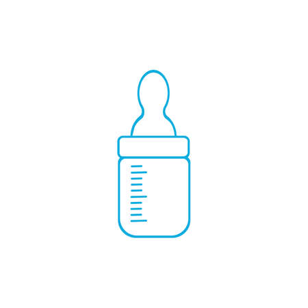 Baby bottle with a nipple. Isolated on blue background. Raster versionのイラスト素材