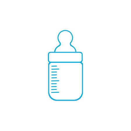 Baby bottle with a nipple. Isolated on blue background. Raster versionのイラスト素材