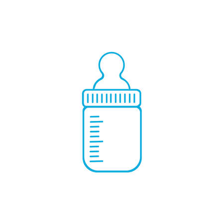 Baby bottle with a nipple. Isolated on blue background. Raster versionのイラスト素材