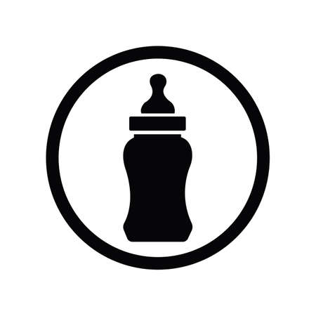 Baby bottle with a nipple. Isolated on blue background. Raster versionのイラスト素材