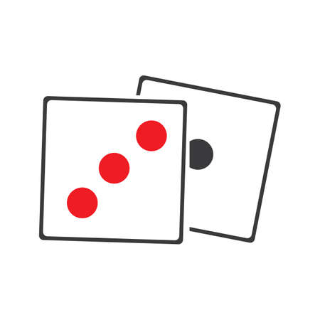 Dices sign icon. Casino game symbol. Flat dice icon. Round button with flat game icon Vectorのイラスト素材