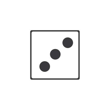 Dices sign icon. Casino game symbol. Flat dice icon. Round button with flat game icon Vectorのイラスト素材
